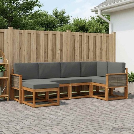 Ensemble de canapés d'extérieur 6 pcs Naturel et Anthracite 626278626278