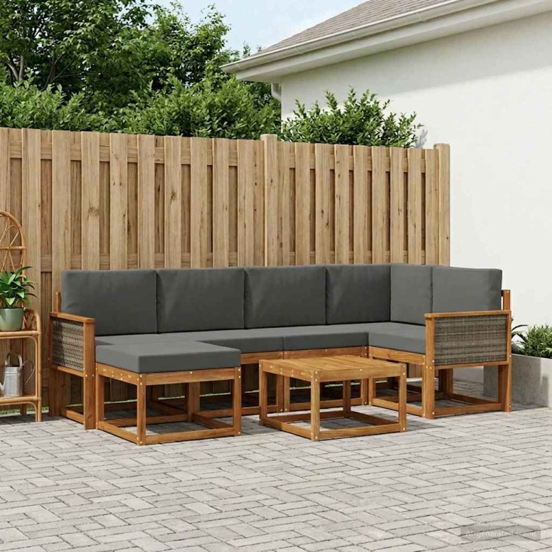 Ensemble de canapés d'extérieur 7 pcs Naturel et Anthracite 626282626282