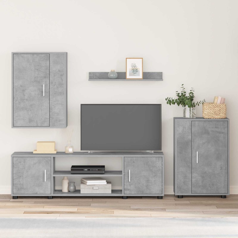 Ensemble meuble TV Gris béton Bois d'ingénierie 626286626286