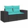 Ensemble de canapé de jardin 6 pcs avec coussins noir résine tressée 626289626289