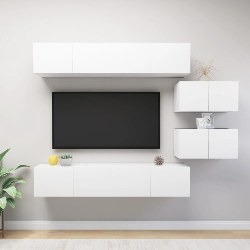 Ensemble de meubles TV 6 pcs Blanc Bois d'ingénierie 626296626296