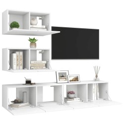 Ensemble de meubles TV 4 pcs Blanc Bois d'ingénierie 626297626297