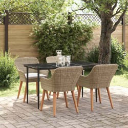 Ensemble de salle à manger pour jardin 5 pcs Beige polyrotin 626298626298