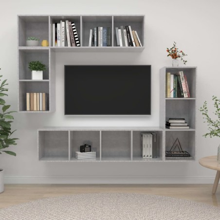 Ensemble de meubles TV 4 pcs Gris béton Bois d'ingénierie 626301626301