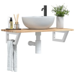 Étagère de vasque murale acier et bois massif d'acacia 626304626304