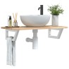 Étagère de vasque murale acier et bois massif d'acacia 626304626304