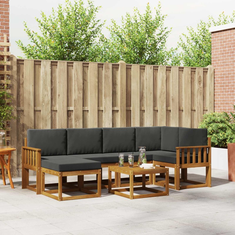 Ensemble de canapés d'extérieur 7 pcs Naturel et Anthracite 626307626307