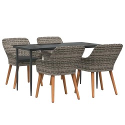 Ensemble de salle à manger pour jardin 5 pcs Gris polyrotin 626308626308