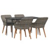 Ensemble de salle à manger pour jardin 5 pcs Gris polyrotin 626308626308