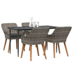 Ensemble de salle à manger pour jardin 5 pcs Gris polyrotin 626308626308