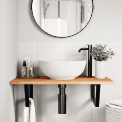 Étagère de vasque murale acier et bois massif d'acacia 626312626312