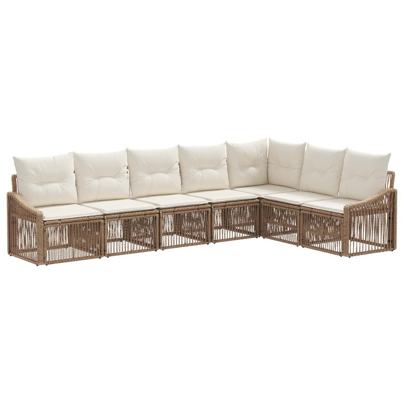 Ensemble de canapé de jardin 7 pcs Beige polyrotin 626322626322