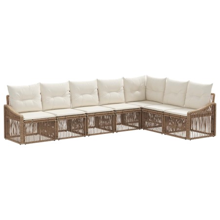 Ensemble de canapé de jardin 7 pcs Beige polyrotin 626322626322