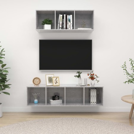 Ensemble de meuble TV 2 pcs Gris béton Bois d'ingénierie 626324626324