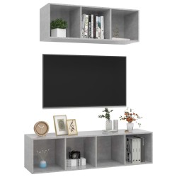 Ensemble de meuble TV 2 pcs Gris béton Bois d'ingénierie 626324626324