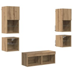 Meubles TV muraux 8 pcs Chêne artisanal Bois d'ingénierie 626331626331