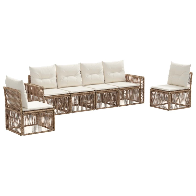 Ensemble de canapé de jardin 6 pcs Beige et blanc crème 626333626333