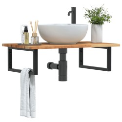 Étagère de vasque murale acier et bois massif d'acacia 626335626335