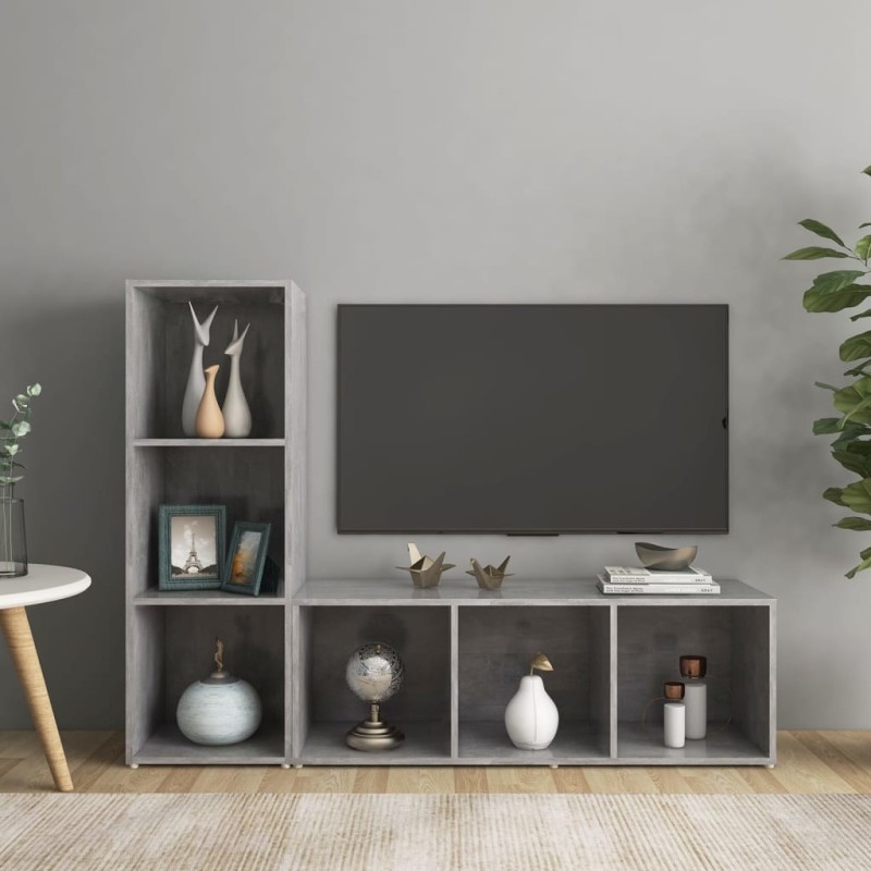 Meubles TV 2 pcs Gris béton 107x35x37 cm Bois d'ingénierie 626336626336