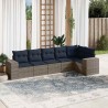 Ensemble de canapé de jardin 6 pcs avec coussins gris résine tressée 626340626340