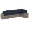 Ensemble de canapé de jardin 6 pcs avec coussins gris résine tressée 626340626340