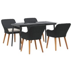 Ensemble de salle à manger pour jardin 5 pcs Noir polyrotin 626346626346