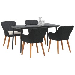 Ensemble de salle à manger pour jardin 5 pcs Noir polyrotin 626346626346