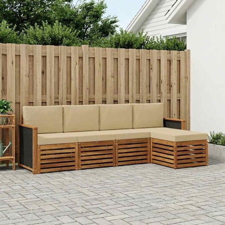 Ensemble de canapés d'extérieur 5 pcs Naturel et Beige 626348626348