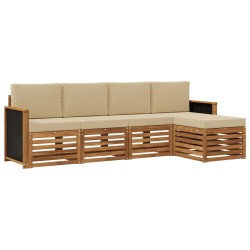 Ensemble de canapés d'extérieur 5 pcs Naturel et Beige 626348626348
