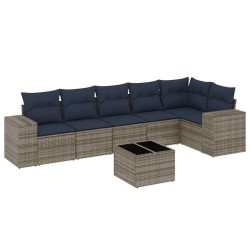 Ensemble de canapé de jardin 7 pcs avec coussins gris résine tressée 626350626350