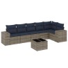 Ensemble de canapé de jardin 7 pcs avec coussins gris résine tressée 626350626350