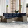 Ensemble de canapé de jardin 6 pcs avec coussins gris résine tressée 626351626351