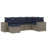 Ensemble de canapé de jardin 6 pcs avec coussins gris résine tressée 626351626351