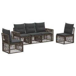 Ensemble de canapé de jardin 5 pcs Gris et Gris foncé polyrotin 626352626352