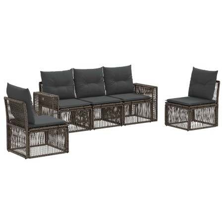 Ensemble de canapé de jardin 5 pcs Gris et Gris foncé polyrotin 626352626352
