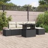 Ensemble de canapé de jardin 6 pcs Noir et Crème polyrotin 626353626353