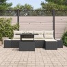 Ensemble de canapé de jardin 6 pcs Noir et Crème polyrotin 626353626353