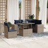 Ensemble de canapé de jardin 6 pcs avec coussins gris résine tressée 626354626354