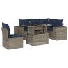 Ensemble de canapé de jardin 6 pcs avec coussins gris résine tressée 626354626354