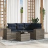 Ensemble de canapé de jardin 5 pcs avec coussins gris résine tressée 626355626355