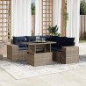 Ensemble de canapé de jardin 6 pcs avec coussins gris résine tressée 626356626356