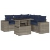 Ensemble de canapé de jardin 6 pcs avec coussins gris résine tressée 626356626356