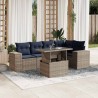 Ensemble de canapé de jardin 6 pcs avec coussins gris résine tressée 626359626359