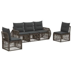 Ensemble de canapé de jardin 5 pcs Gris et Gris foncé polyrotin 626361626361