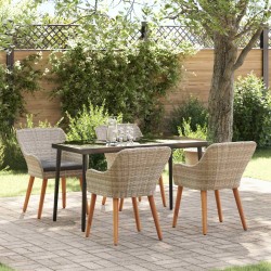 Ensemble de salle à manger pour jardin 5 pcs Gris clair 626363626363