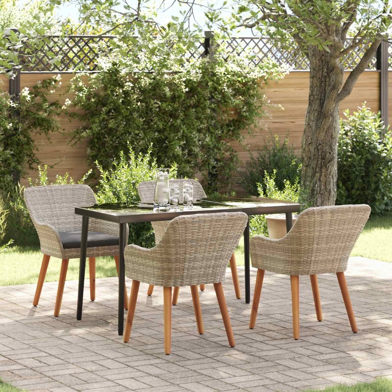 Ensemble de salle à manger pour jardin 5 pcs Gris clair 626363626363