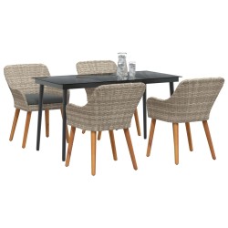 Ensemble de salle à manger pour jardin 5 pcs Gris clair 626363626363