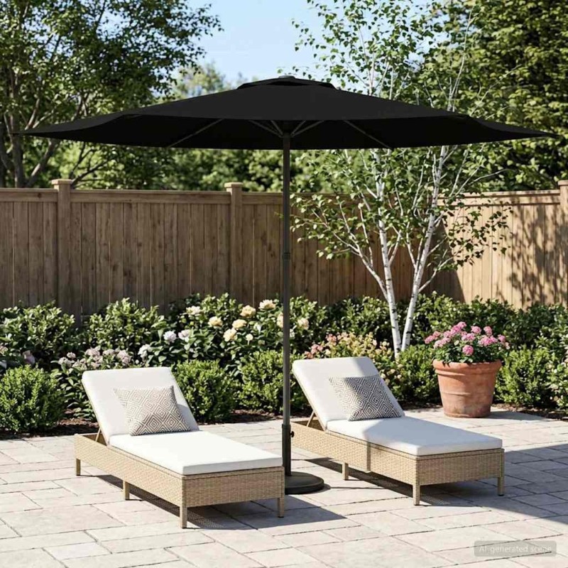 Parasol de jardin 300 x 300 cm Polyester Rectangulaire Noir 626364626364