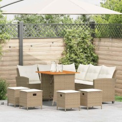 Ensemble de canapé de jardin 6 pcs avec coussins en forme de L beige résine tressée 626365626365