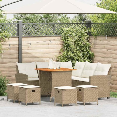 Ensemble de canapé de jardin 6 pcs avec coussins en forme de L beige résine tressée 626365626365
